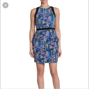 Yumi Kim Red Multi-printed Peplum Silk Dress